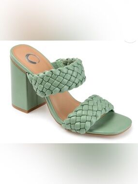 Journee Collection Melissa Braided Sage Green Block Heel Sandals - Sz 7.5 (NIB)